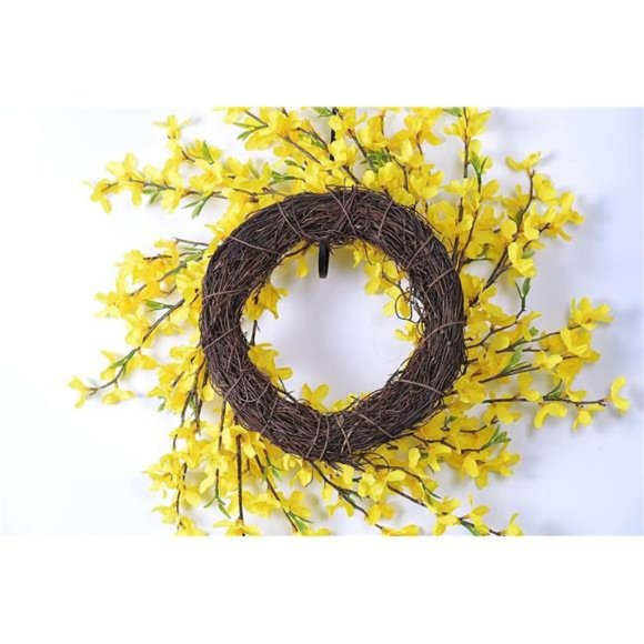 20 Inch Yellow Forsythia Wreath Spring Front Door Wreath Flower Farmhouse - Picture 4 of 5